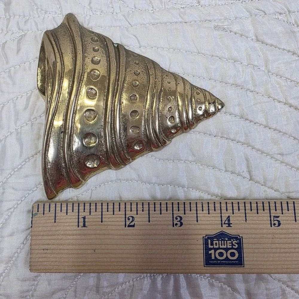 Vintage MCM Solid Brass Sea Shells Starfish Wall Hanging Decor Set of 4 Art Deco
